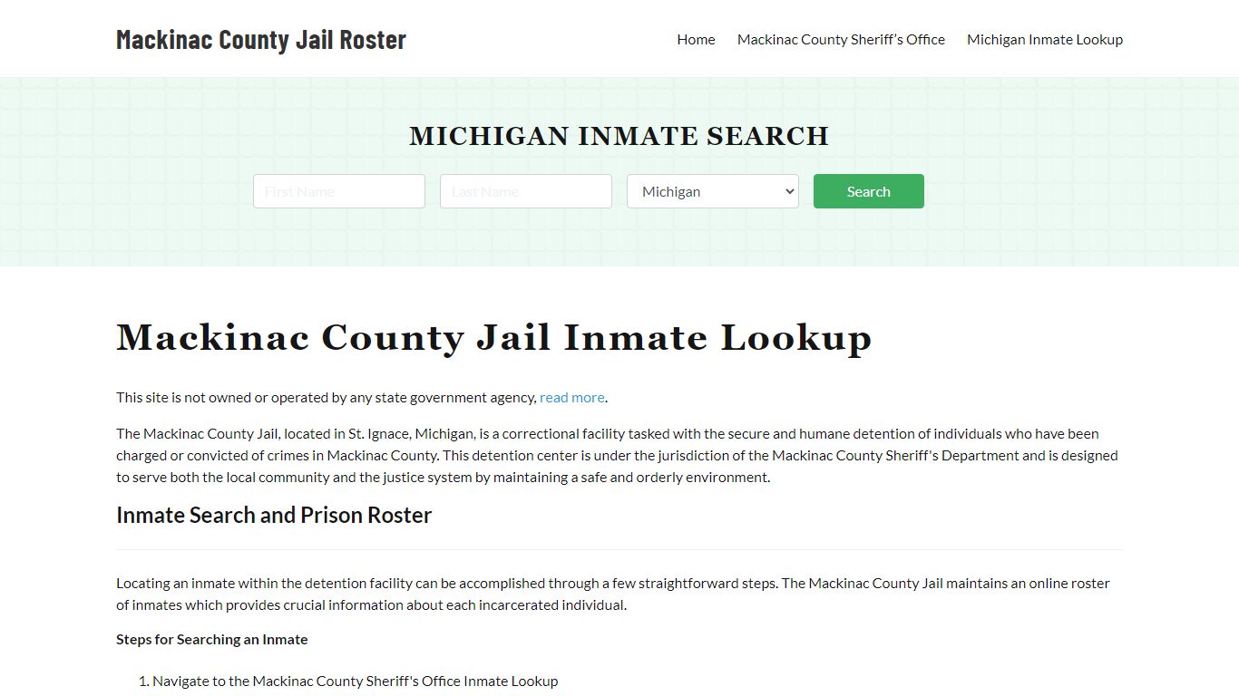 Mackinac County Jail Roster Lookup, MI, Inmate Search