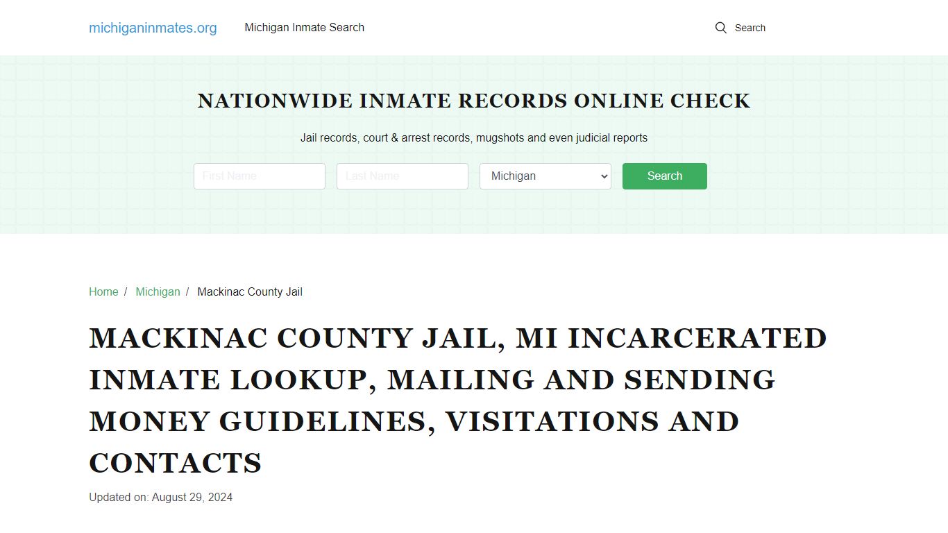 Mackinac County Jail, MI: Offender Locator, Visitation & Contact Info